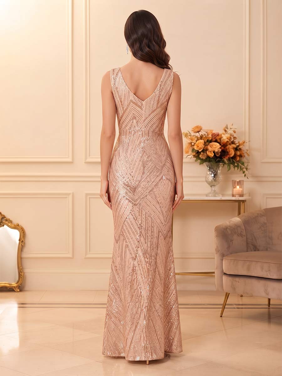 Trumpet/Mermaid Scoop Sleeveless Floor-Length Formal Dresses With Sequins