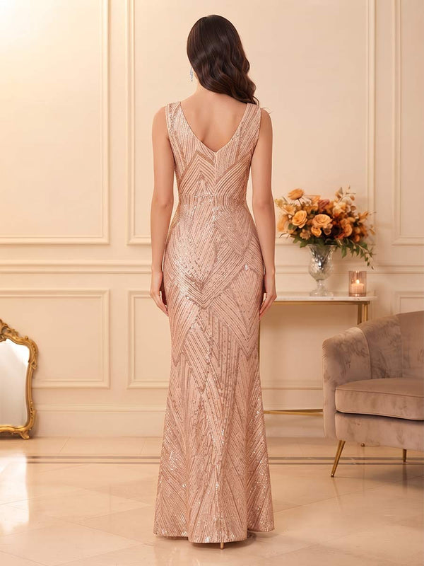Trumpet/Mermaid Scoop Sleeveless Floor-Length Formal Dresses With Sequins