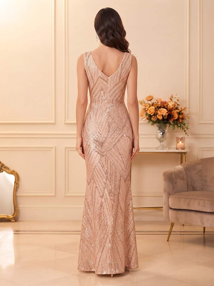 Trumpet/Mermaid Scoop Sleeveless Floor-Length Formal Dresses With Sequins