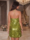 A-Line/Princess Halter Sleeveless Short/Mini Rush Dresses With Sequins