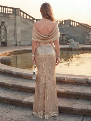 Sheath/Column Spaghetti Straps Sleeveless Floor-Length Mother of the Bride Dresses With Sequins & Applique