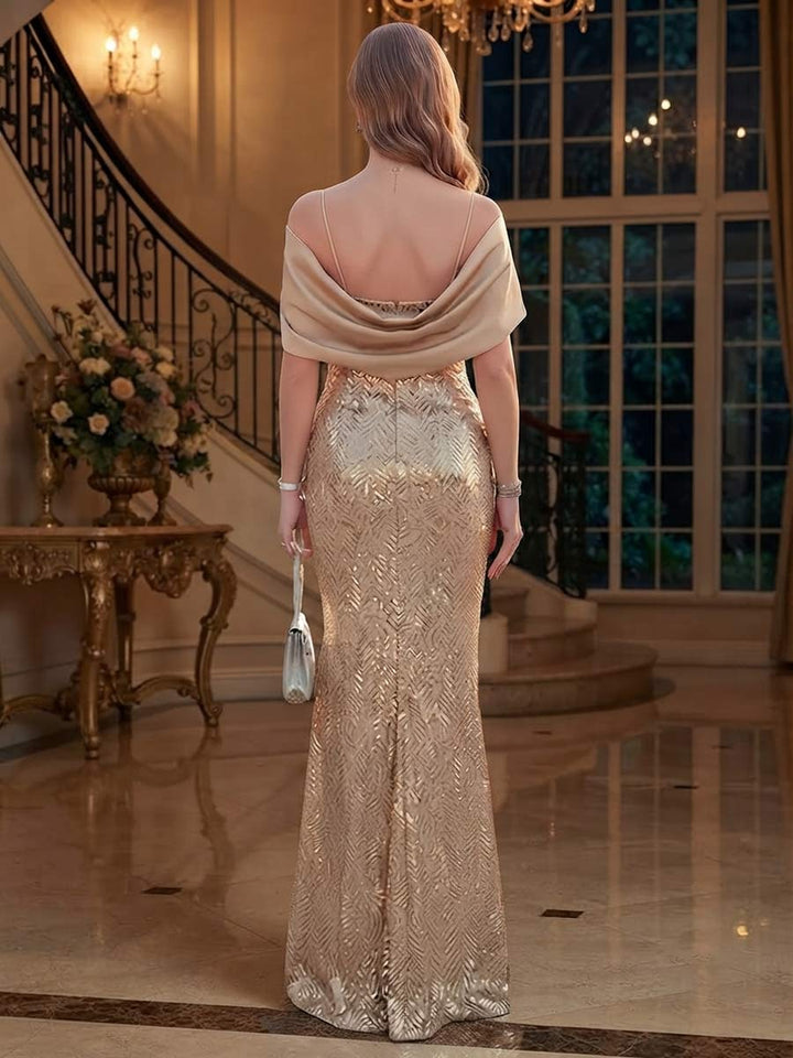 Sheath/Column Spaghetti Straps Sleeveless Floor-Length Mother of the Bride Dresses With Sequins &amp; Applique
