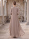 A-Line/Princess 2 Pieces Long Sleeves V Neck Floor Length Mother Of The Bride Dresses With Ruffles & Appliques