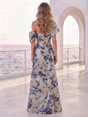 Trumpet/Mermaid Asymmetrical Off-the-Shoulder Floor-Length Mother of the Bride with Ruched