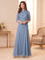 A-Line/Princess Scoop Half Sleeves Floor-Length Mother of the Bride Dresses with Cape & 3D Floral