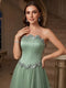 A-Line/Princess Strapless Sleeveless Floor-Length Evening Dresses with Rhinestone