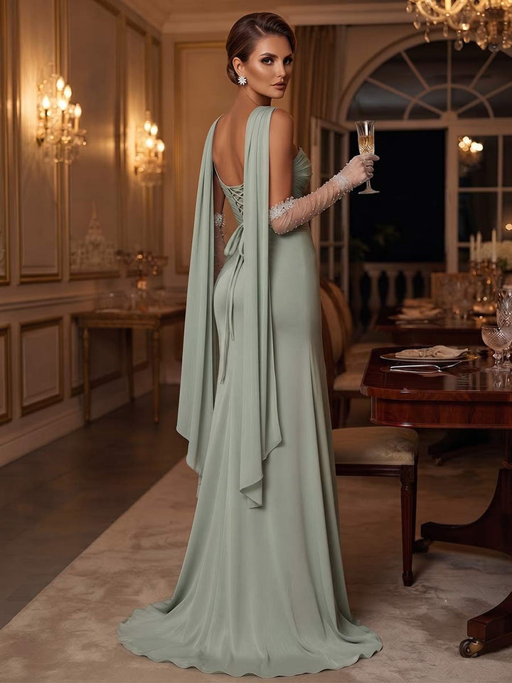 Trumpet/Mermaid Strapless Sweetheart  Long Evening Dresses with 3D Floral &amp; Split Side