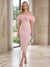 Sheath/Column Off-the-Shoulder Sleeveless Tea-Length Cocktail Dresses With Feather