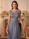 A-Line/Princess Scoop Cap Sleeves Floor-Length Mother of the Bride Dresses with Pockets & Appliques