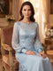 A-Line/Princess Long Sleeves Scoop Floor-Length Mother of the Bride Dresses with Sequins & Applique