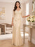 Mermaid Trumpet Half Sleeves V-neck Floor-length Mother of the Bride Dresses with Lace & Appliques