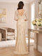 Mermaid Trumpet Half Sleeves V-neck Floor-length Mother of the Bride Dresses with Lace & Appliques