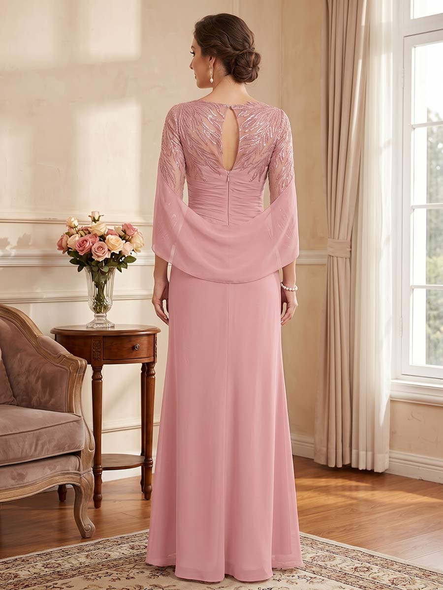 Trumpet/Mermaid Scoop 3/4 Sleeves Floor-Length Mother of the Bride Dresses with Lace &amp; Sequins