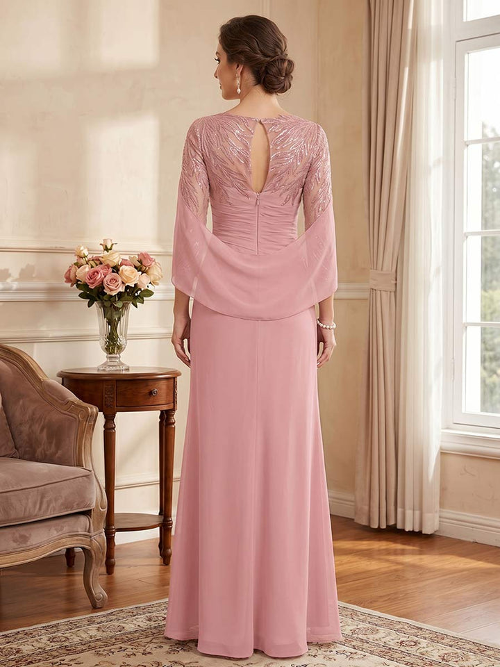 Trumpet/Mermaid Scoop 3/4 Sleeves Floor-Length Mother of the Bride Dresses with Lace &amp; Sequins