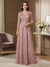 A-Line/Princess V-Neck 3/4 Sleeves Floor-Length Mother of the Bride Dresses with Lace & Embroidery