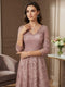 A-Line/Princess V-Neck 3/4 Sleeves Floor-Length Mother of the Bride Dresses with Lace & Embroidery