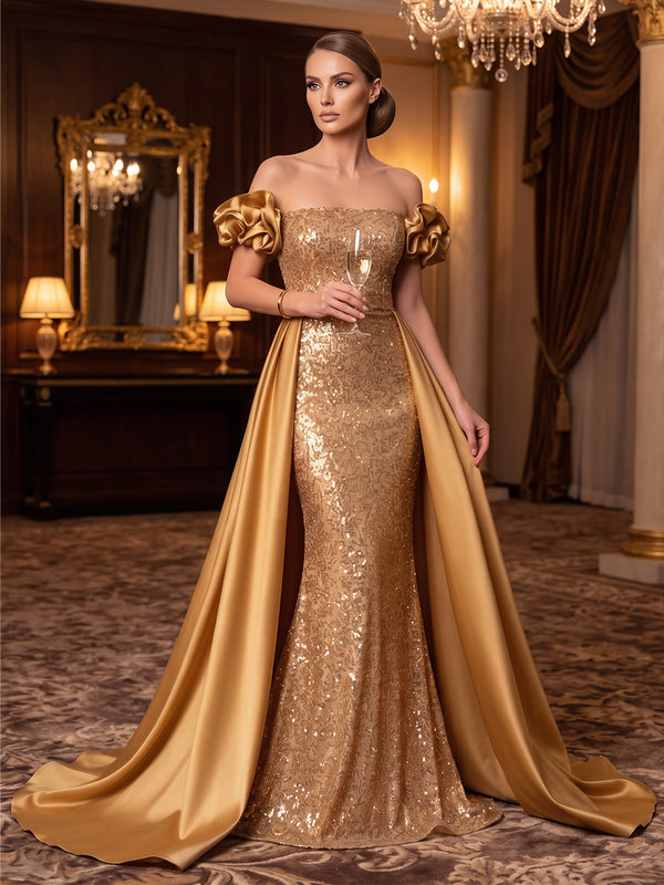 A-Line/Princess Off-the-Shoulder Sleeveless Satin Floor-Length Evening Dresses with Ruched
