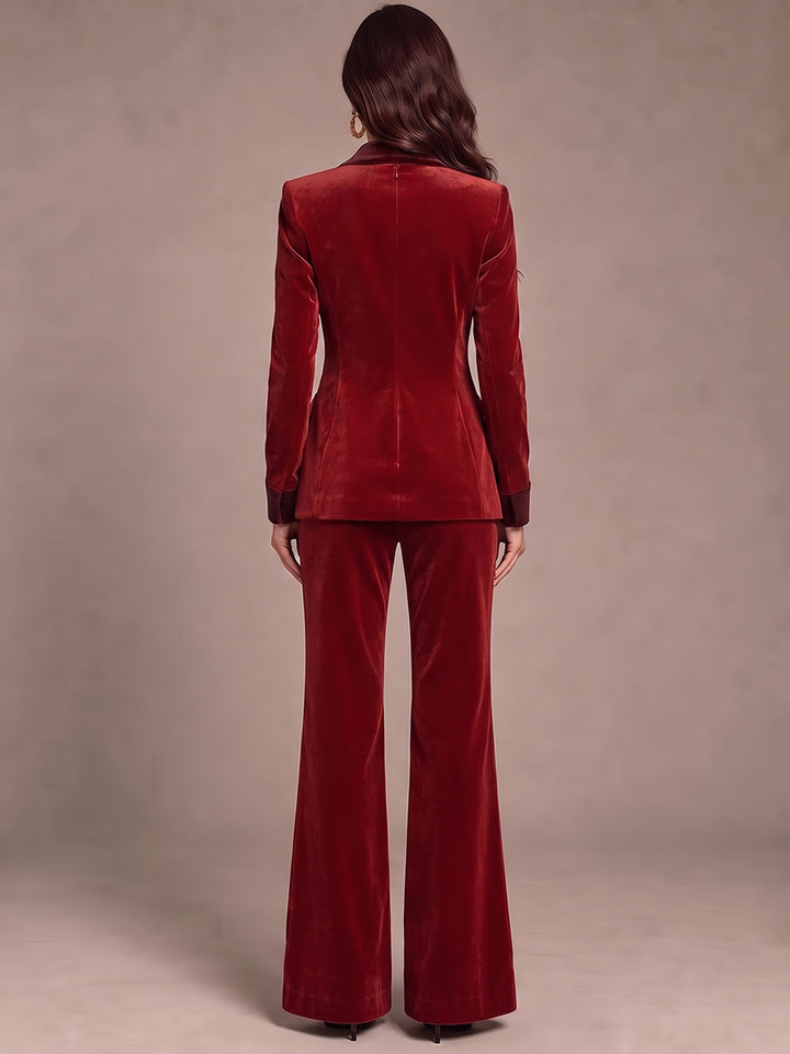 Jumpsuits V-Neck Long Sleeves Velvet Floor-Length Cocktail Dress