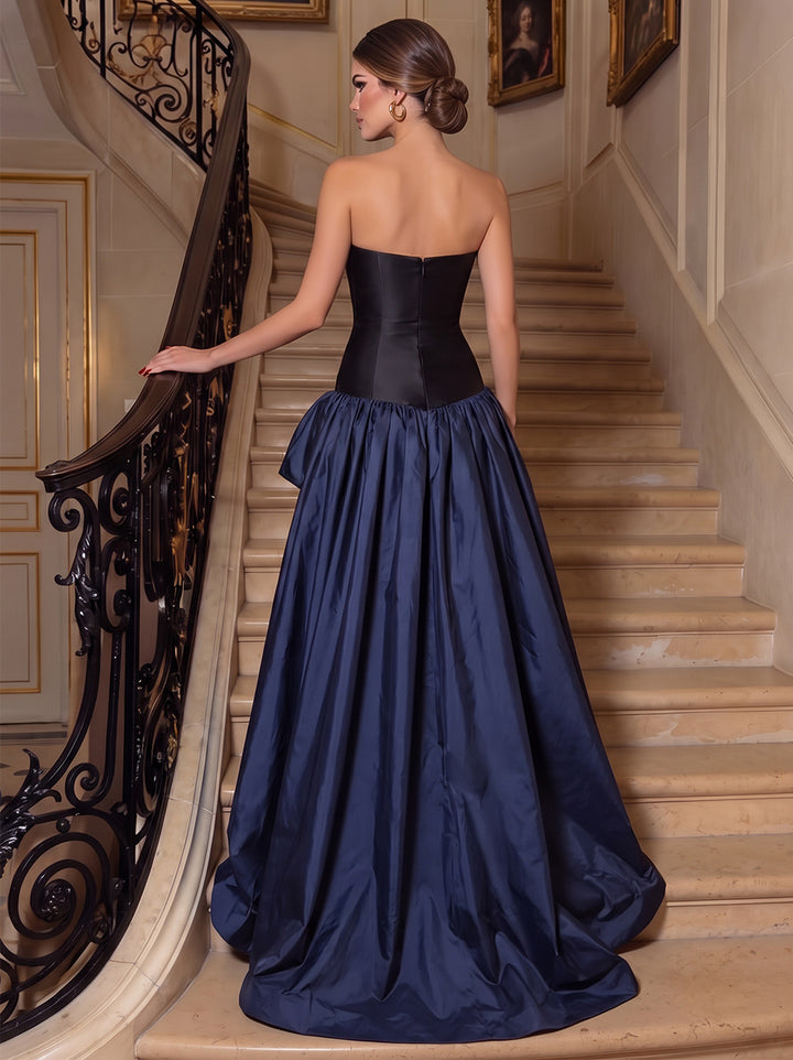 A-Line/Princess Formal Attire Strapless Sleeveless Satin Floor-Length Evening Dresses