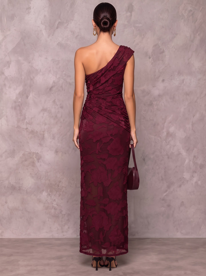 Sheath/Column Formal Dresses One-Shoulder Sleeveless Chiffon Floor-Length Evening Dresses with Pleats
