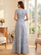 A-Line/Princess V-Neck Short Sleeves Floor-Length Mother of the Bride Dresses with Ruched