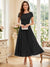 A-Line/Princess Scoop Short Sleeves Tea-Length Mother of the Bride Dresses with Applique & Ruched