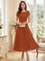 A-Line/Princess Scoop Short Sleeves Tea-Length Mother of the Bride Dresses with Applique & Ruched