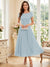 A-Line/Princess Scoop Short Sleeves Tea-Length Mother of the Bride Dresses with Applique & Ruched