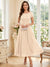 A-Line/Princess Scoop Short Sleeves Tea-Length Mother of the Bride Dresses with Applique & Ruched