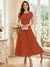 A-Line/Princess Scoop Short Sleeves Tea-Length Mother of the Bride Dresses with Applique & Ruched