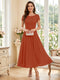 A-Line/Princess Scoop Short Sleeves Tea-Length Mother of the Bride Dresses with Applique & Ruched