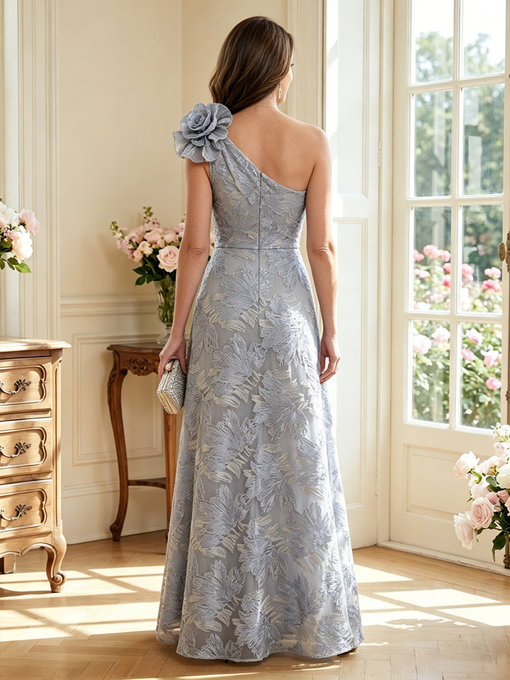 A-Line/Princess One-Shoulder Sleeveless Floor-Length Mother of the Bride Dresses with 3D Floral