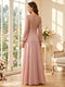 A-Line/Princess V-Neck Long Sleeves Floor-Length Mother of the Bride Dresses with Ruched