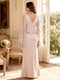 Sheath/Column V-Neck Flutter Sleeves Floor-Length Mother of the Bride Dresses with Lace & Ruffles