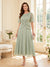 A-Line/Princess Scoop Half Sleeves Tea-Length Mother of the Bride Dresses with Lace & Ruffles