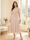 A-Line/Princess Scoop Half Sleeves Tea-Length Mother of the Bride Dresses with Lace & Ruffles