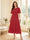 A-Line/Princess Scoop Half Sleeves Tea-Length Mother of the Bride Dresses with Lace & Ruffles