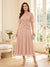 A-Line/Princess Scoop Half Sleeves Tea-Length Mother of the Bride Dresses with Lace & Ruffles