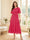 A-Line/Princess Scoop Half Sleeves Tea-Length Mother of the Bride Dresses with Lace & Ruffles