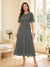 A-Line/Princess Scoop Half Sleeves Tea-Length Mother of the Bride Dresses with Lace & Ruffles