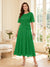 A-Line/Princess Scoop Half Sleeves Tea-Length Mother of the Bride Dresses with Lace & Ruffles