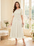 A-Line/Princess Scoop Half Sleeves Tea-Length Mother of the Bride Dresses with Lace & Ruffles