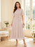 A-Line/Princess Scoop Half Sleeves Tea-Length Mother of the Bride Dresses with Lace & Ruffles