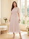 A-Line/Princess Scoop Half Sleeves Tea-Length Mother of the Bride Dresses with Lace & Ruffles