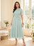 A-Line/Princess Scoop Half Sleeves Tea-Length Mother of the Bride Dresses with Lace & Ruffles