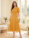A-Line/Princess Scoop Half Sleeves Tea-Length Mother of the Bride Dresses with Lace & Ruffles
