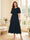 A-Line/Princess Scoop Half Sleeves Tea-Length Mother of the Bride Dresses with Lace & Ruffles