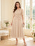 A-Line/Princess Scoop Half Sleeves Tea-Length Mother of the Bride Dresses with Lace & Ruffles