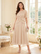 A-Line/Princess Scoop Half Sleeves Tea-Length Mother of the Bride Dresses with Lace & Ruffles