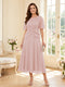 A-Line/Princess Scoop Half Sleeves Tea-Length Mother of the Bride Dresses with Lace & Ruffles